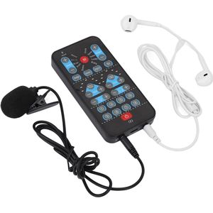 Mini Portable External Voice Distorter - Voice Changing Device met 8 Sound Effects - Live Sound Card Voice Transformer met Microfoon, Oortjes en Datakabel voor Mobiele Telefoon en Computer
