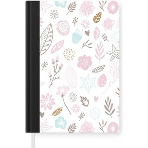 Notitieboek - Schrijfboek - Bloemen - Design - Kinderen - Roze - Meisjes - Baby - Kindje - Notitieboekje klein - A5 formaat - Schrijfblok