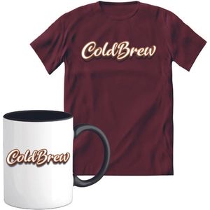 T-Shirtknaller T-Shirt met Koffiemok | Coldbrew - Koffie Kleding | Heren / Dames Shirt met Mok Cadeau | Kleur rood | Maat 3XL