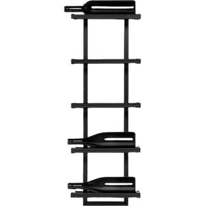 Wijnrek Metaal Modern – Muurbevestiging – Geschikt voor 5 Flessen – Zwart – Afmetingen 90x30x11 cm