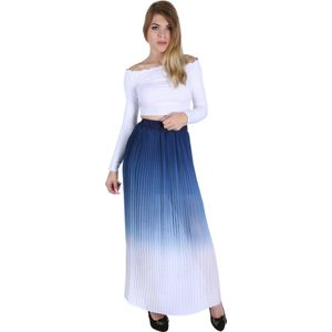 JohnZack Blauw-ecru, geplooide ombre rok