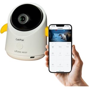 Babyfoon met camera – Young Nest – 360° zicht – Nachtvisie – Tweerichtingscommunicatie – Bewegings- & temperatuurwaarschuwing