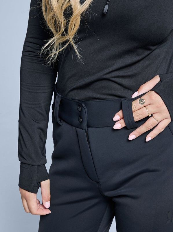 Poederbaas Skibroek Dames - Stretch Softshell Zwart - Maat XS