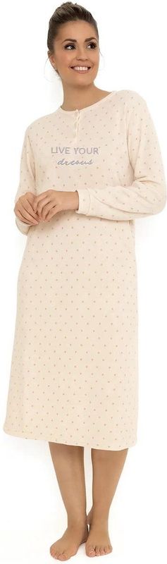 Cocodream - Velours Nachthemd - Creme - Dots - Warm Winter Nachtjapon