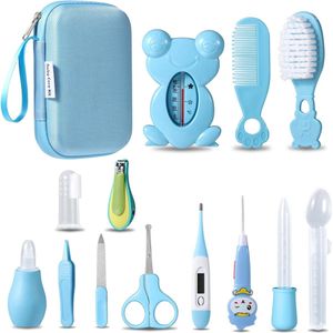 Pasgeborenen, babyverzorgingsset, 13 stuks, hygiëne-accessoires, nuttige reisaccessoires, Bellez unisex baby, blauw, eenheidsmaat, Blauw, Eén maat, baby set