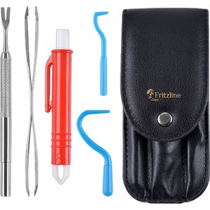 Fritzline Tekentang Set in Lederen Etui - Tekenkaart - Tekenpincet - Tekenhaak - Tekenverwijderaar - Hond - Kat