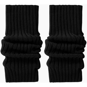 Casual mode verdikte geribbelde gebreide sokken herfst en winter warme kalf y2k fleece sokken dames beenwarmers - zwart (40cm) - 40cm