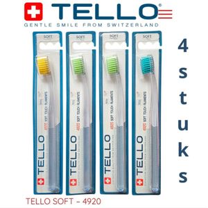 4 stuks TELLO 4920 soft tandenborstel Swiss made met NOLLEX-technologie
