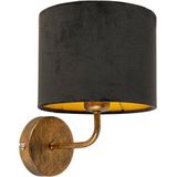 QAZQA - Retro Wandlamp voor binnen - 1 lichts - D 215 mm - Zwart Goud - Woonkamer | Slaapkamer | Keuken