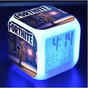 Fortnite Cube Wekker | Fortnite Fight | LED | 7 kleuren | Temperatuurweergave | Kalender