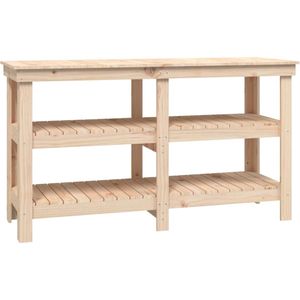 vidaXL Werkbank 142,5x50x80 cm massief grenenhout - Werkbank - Werkbanken - Houten Werkbank - Houten Werkbanken