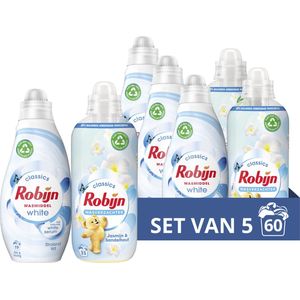 Robijn Robijn Perfect Match Stralend Wit en Jasmijn & Sandelhout Wasmiddel en Wasverzachter Pakket - set van 5 (60 wasbeurten) - Voordeelverpakking