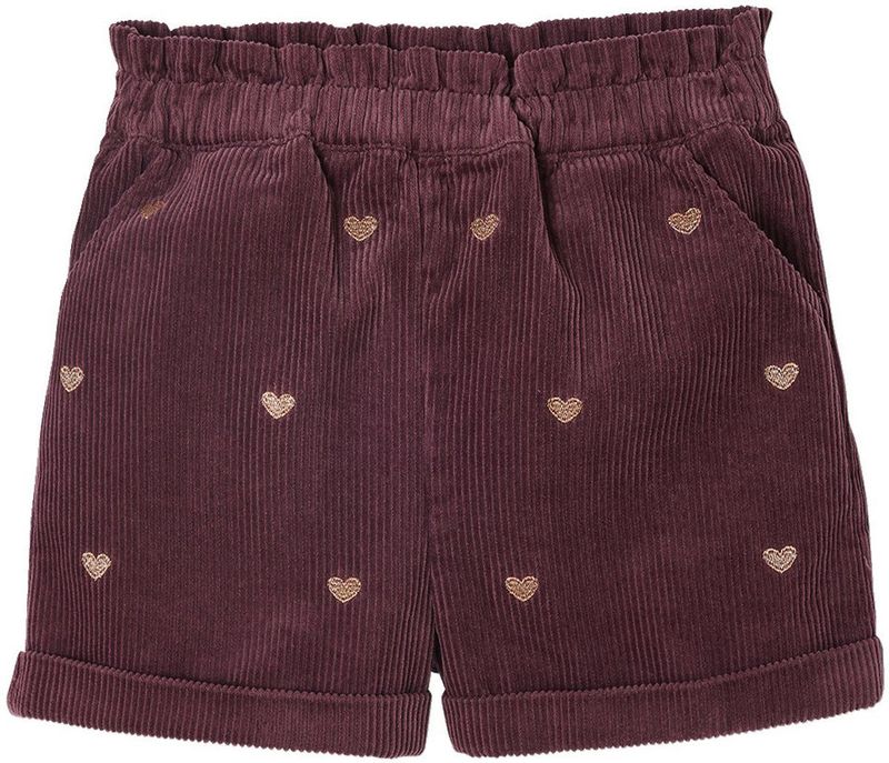 Short - Pruim - Fluweel / Velours - Meisjes - Met Glanzende Borduursels