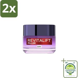L'Oréal Revitalift Filler Dagcrème 50 ml - Voordeelverpakking - 2 stuks - Anti-rimpel crème - Dagcrème