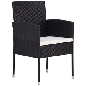 vidaXL Tuinstoelen 4 st met crèmewitte kussens poly rattan zwart - Tuinstoel - Tuinstoelen - Tuin Stoel - Terrasstoel