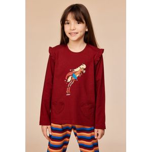 Woody Meisjes-Dames pyjama donkerrood - maat 074/9M