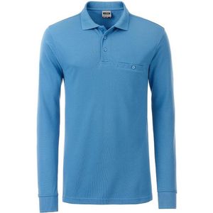 James and Nicholson Heren Werkkleding Lange Mouwen Zak Polo (Aqua Blauw)