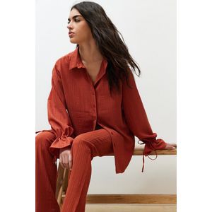 Trendyol Getextureerd Geweven Overhemd Met Tegelmouwen En Veterdetail Twoss24Go00087