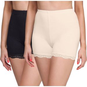 Merry Style Dames Leggings - Shorts - Korte - Viscose - Wielershorts - 2Pack - MS-MS10-294-LE-2P - Zwart/Ecru (2Pack) - S