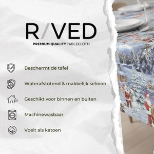 Raved Kerst Tafelzeil - Rendieren  140 cm x  240 cm - Blauw - PVC - Afwasbaar