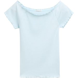 Tom Tailor Geribd T-shirt met Carmen-halslijn