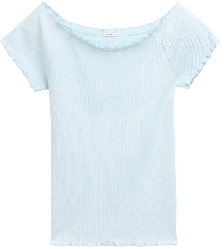 Tom Tailor Geribd T-shirt met Carmen-halslijn