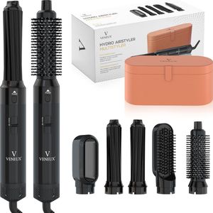 VENEUX® Föhnborstel - Airstyler - Krulborstel - Warmteborstel - 5 in 1 Multistyler - Met Opbergcase - Zwart