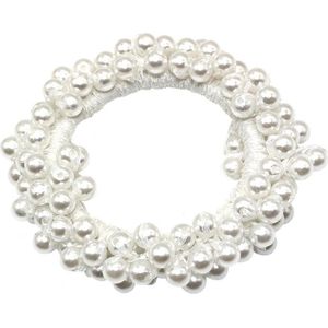 Haarelastiekje met Parels - Wit