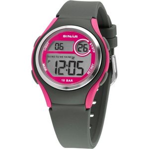 Sinar Kinderhorloge - Meisje - Digitaal - 10 bar - Jeugd - Donker Grijs / Roze - XE-64-8