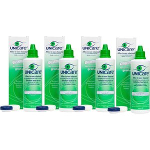 Unicare 4 x 240ml lenzenvloeistof voor harde contactlenzen - Alles in een lenzenvloeistof hard 240 ml