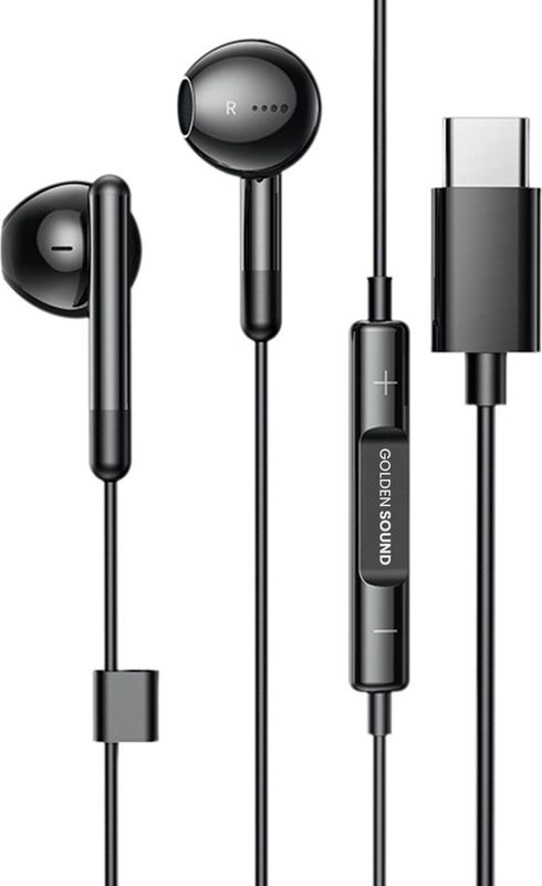 Golden Sound bedrade oordopjes - Oordopjes met draad en microfoon - USB-C aansluiting - Zwart