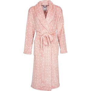 Tenderness Dames Badjas - Fleece - Sjaalkraag - Licht Roze - Maat S