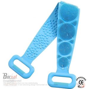 Borvat® - Rug scrubber - Doucheborstel - lange Lichaamsborstel - Dubbelzijdig design - Rugborstel - Blauw