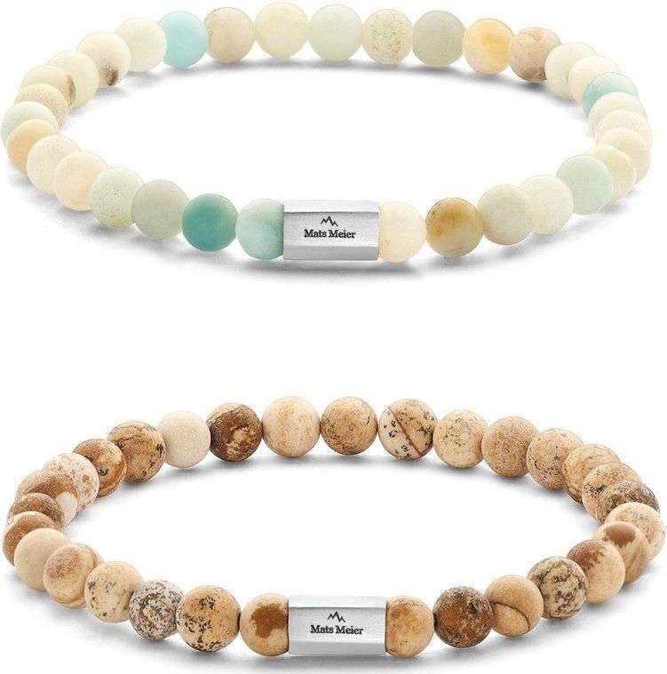 Mats Meier - Grand Combin Kralen - Armband - Groen en Bruin - 88 mm CM