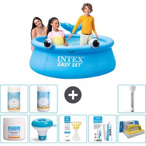 Intex Rond Opblaasbaar Easy Set Zwembad - 183 x 51 cm - Blauw - Walvis - Inclusief Chloor - Chloordrijver - Testrips - Reparatiesetje - Scrubborstel - PH-waarde - PH-waarde - Thermometer