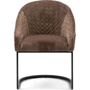 Riviera Maison Eetkamerstoel Met Armleuning - Lincoln Dining Armchair - Velvet - Goud