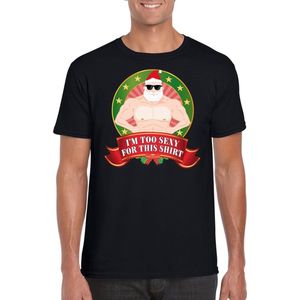 Foute Kerst t-shirt zwart Im too sexy for this shirt heren - Kerst shirts M