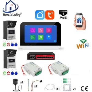 Smart WIFI deur intercom touchscreen met bediening via Smart Life APP werkt met Alexa en Google spraaksturing. T-2302V-2-1