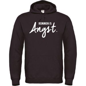 Wintersport hoodie zwart S - Remmen is Angst - wit - soBAD. | Foute apres ski outfit | kleding | verkleedkleren | wintersporttruien | wintersport dames en heren