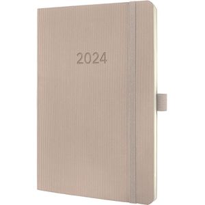 Sigel agenda 2024 - Conceptum - A5 - softcover - 2 pagina's / 1 week - taupe - SI-C2430