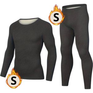 Bovista Thermokleding Set - Thermobroek - Thermoshirt - Thermo - Beenverwarmers - Voor Heren - Fleece - Broek + Shirt - Donker Grijs - Maat S