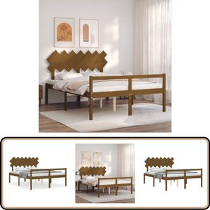 vidaXL Seniorenbed - Massief Grenenhout - Honingbruin Massief Hout Bed - Grenenhout Bed - Hoofd- En Voetbord - Seniors Bed - Boxspring Bed
