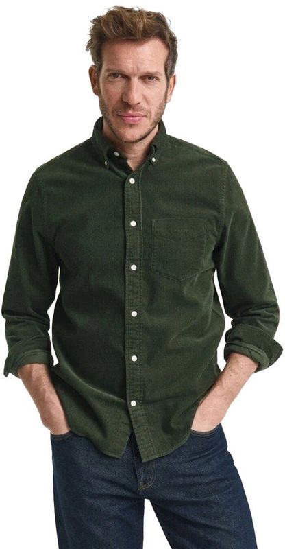 Gant - Overhemd - Groen - Corduroy - Button-down Boord
