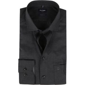OLYMP - Luxor Overhemd Pied De Poule Zwart - Maat 38 - Modern-fit