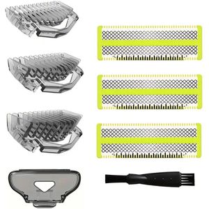 Philips OneBlade - Vervangmesjes en Opzetkammen Set - Inclusief Precisiebeschermer en Reinigingsborsteltje