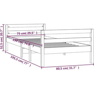 VidaXL Bedframe 75x190 cm Massief Grenenhout Zwart