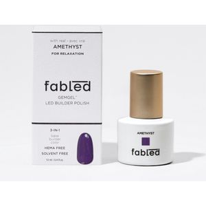 FABLED® Amethyst Gemgel™ 3-in-1 Gellak – Base, Builder & Kleur – Nagellak met Echte Amethist – Vegan & HEMA-vrije LED/UV Gelnagellak – Langhoudend & Versterkend – 12 ml
