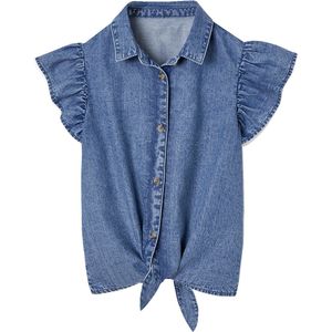 Vertbaudet Denim blouse met strik voor meisjes