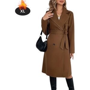 Livano Mantel Dames - Tussenmantel - Jas - Mantelpakje - Trenchcoat - Overjas - Overcoat - Winter - Bruin - M