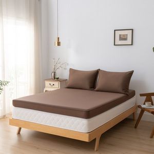 Bamboe hoeslaken Coffee Brown donkerbruin 160x200 cm – Topdekmatras hoeslaken, zacht, ademend & hypoallergeen | Boomba Bamboo®